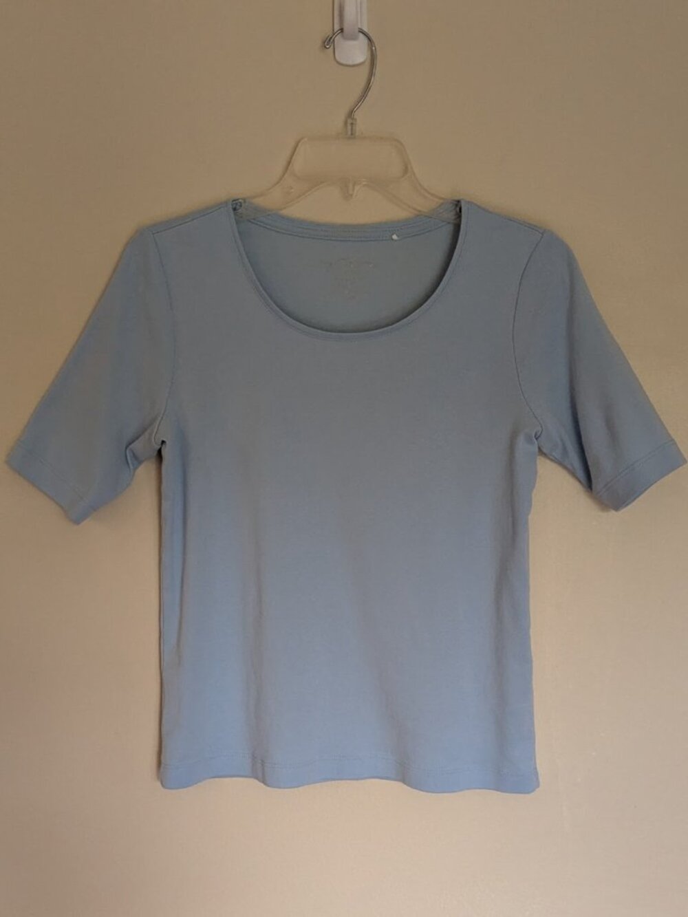 By Chicos Light Blue T-Shirt Short-Sleeve Scoop Neck Cotton Solid | Large (2)